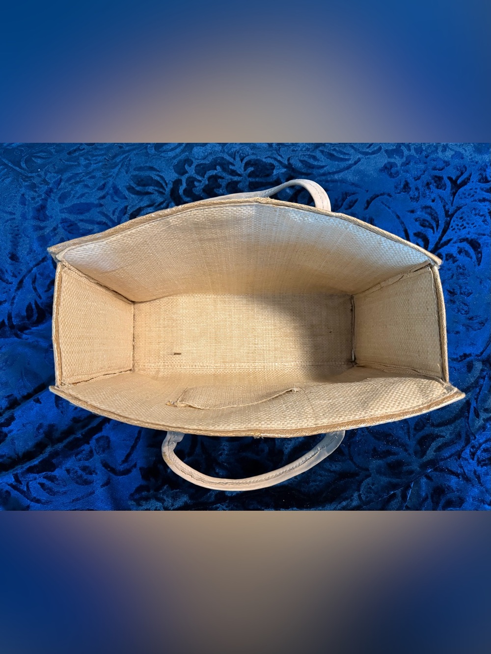 True Vintage 1950s-70s souvenir raffia straw rectangular tote bag flowers - Picture 4 of 4